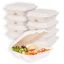 MULMEHË® Bagasse Hinged Take Out Containers, 9x9x3", 3-Compartment Divided, Unbleached, 150 Pack